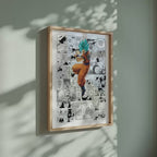 Video of the Son Goku Super Saiyan Blue manga poster inspired by Dragon Ball in a light wood frame on a sage green wall