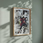 Video of the Hashirama Senju manga poster inspired by Naruto in a light wood frame on a sage green wall