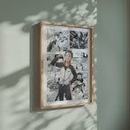 Video of the Subaru Natsuki manga poster inspired by Re:Zero in a light wood frame on a sage green wall