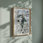 Video of the Loid Forger manga poster inspired by Spy x Family in a light wood frame on a sage green wall