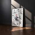 Ram manga poster inspired by Re:Zero in a black frame against a charcoal gray wall