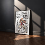 Raphtalia manga poster inspired by The Rising of the Shield Hero in a black frame against a charcoal gray wall