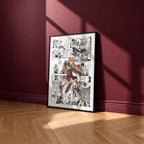 Raphtalia manga poster inspired by The Rising of the Shield Hero in a black frame against a burgundy wall