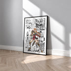 Raphtalia manga poster inspired by The Rising of the Shield Hero in a black frame against a light gray wall