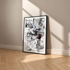 Rem manga poster inspired by Re:Zero in a black frame against a warm beige wall