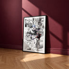Rem manga poster inspired by Re:Zero in a black frame against a burgundy wall