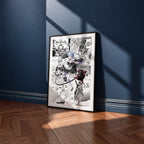 Rem manga poster inspired by Re:Zero in a black frame against a navy blue wall