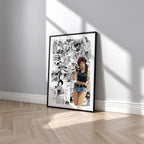 Revy manga poster inspired by Black Lagoon in a black frame against a light gray wall