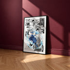 Rimuru Tempest manga poster inspired by That Time I Got Reincarnated as a Slime in a black frame against a burgundy wall