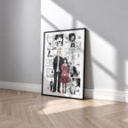Rintaro Tsumugi and Kaoruko Waguri manga poster inspired by The Fragrant Flower Blooms with Dignity in a black frame against a light gray wall