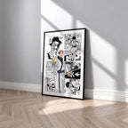 Ryomen Sukuna manga poster inspired by Jujutsu Kaisen in a black frame against a light gray wall