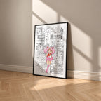 Chibiusa Sailor Chibi Moon manga poster inspired by Sailor Moon in a black frame against a warm beige wall