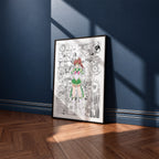 Makoto Kino Sailor Jupiter manga poster inspired by Sailor Moon in a black frame against a navy blue wall
