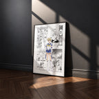 Haruka Tenoh Sailor Uranus manga poster inspired by Sailor Moon in a black frame against a charcoal gray wall