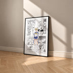 Haruka Tenoh Sailor Uranus manga poster inspired by Sailor Moon in a black frame against a warm beige wall