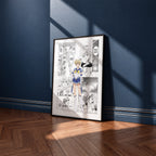 Haruka Tenoh Sailor Uranus manga poster inspired by Sailor Moon in a black frame against a navy blue wall