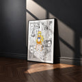 Minako Aino Sailor Venus manga poster inspired by Sailor Moon in a black frame against a charcoal gray wall