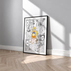 Minako Aino Sailor Venus manga poster inspired by Sailor Moon in a black frame against a light gray wall