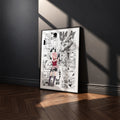 Sakura Haruno manga poster inspired by Naruto in a black frame against a charcoal gray wall