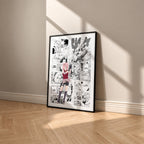 Sakura Haruno manga poster inspired by Naruto in a black frame against a warm beige wall