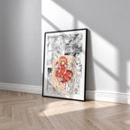Sakura Kinomoto manga poster inspired by Cardcaptor Sakura in a black frame against a light gray wall