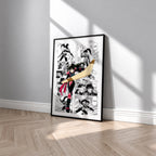 Sango manga poster inspired by Inuyasha in a black frame against a light gray wall