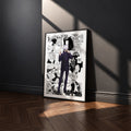 Satoru Gojo manga poster inspired by Jujutsu Kaisen in a black frame against a charcoal gray wall