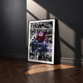 Shadow Army manga poster inspired by Solo Leveling in a black frame against a charcoal gray wall