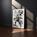 Shikamaru Nara manga poster inspired by Naruto in a black frame against a charcoal gray wall