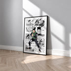 Shikamaru Nara manga poster inspired by Naruto in a black frame against a light gray wall