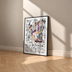 Shiratorizawa Academy manga poster inspired by Haikyu!! in a black frame against a warm beige wall