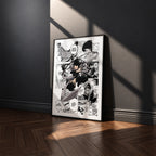 Shota Aizawa manga poster inspired by My Hero Academia in a black frame against a charcoal gray wall