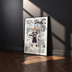 Shoyo Hinata manga poster inspired by Haikyu!! in a black frame against a charcoal gray wall