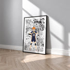 Shoyo Hinata manga poster inspired by Haikyu!! in a black frame against a light gray wall