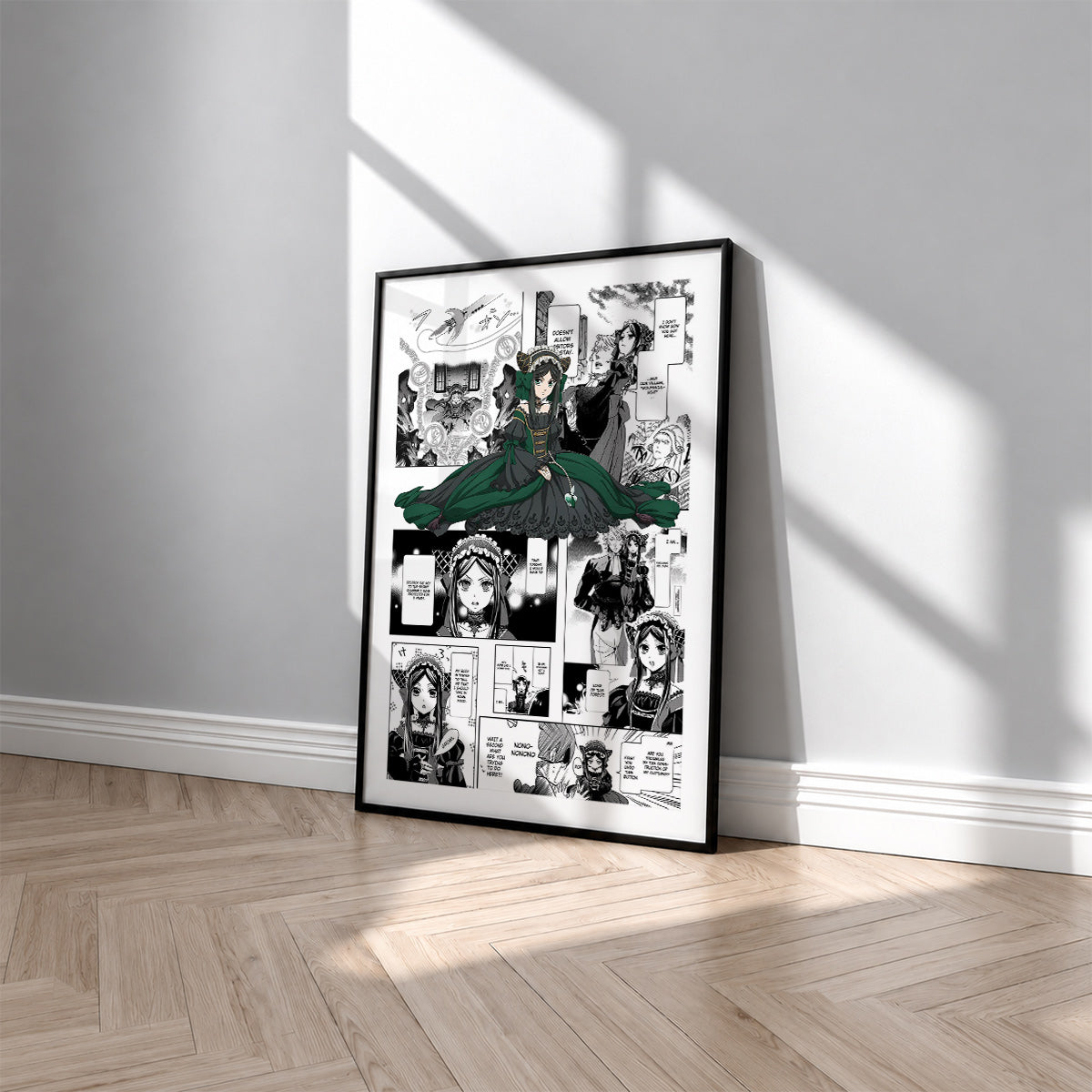 Sieglinde Sullivan manga poster inspired by Black Butler in a black frame against a light gray wall