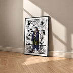 Suguru Geto manga poster inspired by Jujutsu Kaisen in a black frame against a warm beige wall