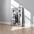 Suguru Geto manga poster inspired by Jujutsu Kaisen in a black frame against a light gray wall