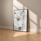 Takashi Natsume manga poster inspired by Natsume's Book of Friends in a black frame against a warm beige wall