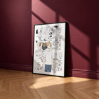 Takashi Natsume manga poster inspired by Natsume's Book of Friends in a black frame against a burgundy wall