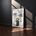 Tanya Degurechaff manga poster inspired by The Saga of Tanya the Evil in a black frame against a charcoal gray wall