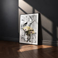 Temari manga poster inspired by Naruto in a black frame against a charcoal gray wall