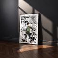 Tenten manga poster inspired by Naruto in a black frame against a charcoal gray wall