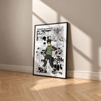 Tenten manga poster inspired by Naruto in a black frame against a warm beige wall