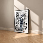 Tenya Iida manga poster inspired by My Hero Academia in a black frame against a warm beige wall