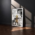 Thorfinn manga poster inspired by Vinland Saga in a black frame against a charcoal gray wall