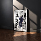Toge Inumaki manga poster inspired by Jujutsu Kaisen in a black frame against a charcoal gray wall