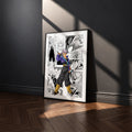 Trunks manga poster inspired by Dragon Ball in a black frame against a charcoal gray wall
