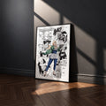 Tsunade Senju manga poster inspired by Naruto in a black frame against a charcoal gray wall
