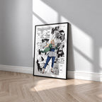 Tsunade Senju manga poster inspired by Naruto in a black frame against a light gray wall