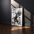 Yato manga poster inspired by Noragami in a black frame against a charcoal gray wall